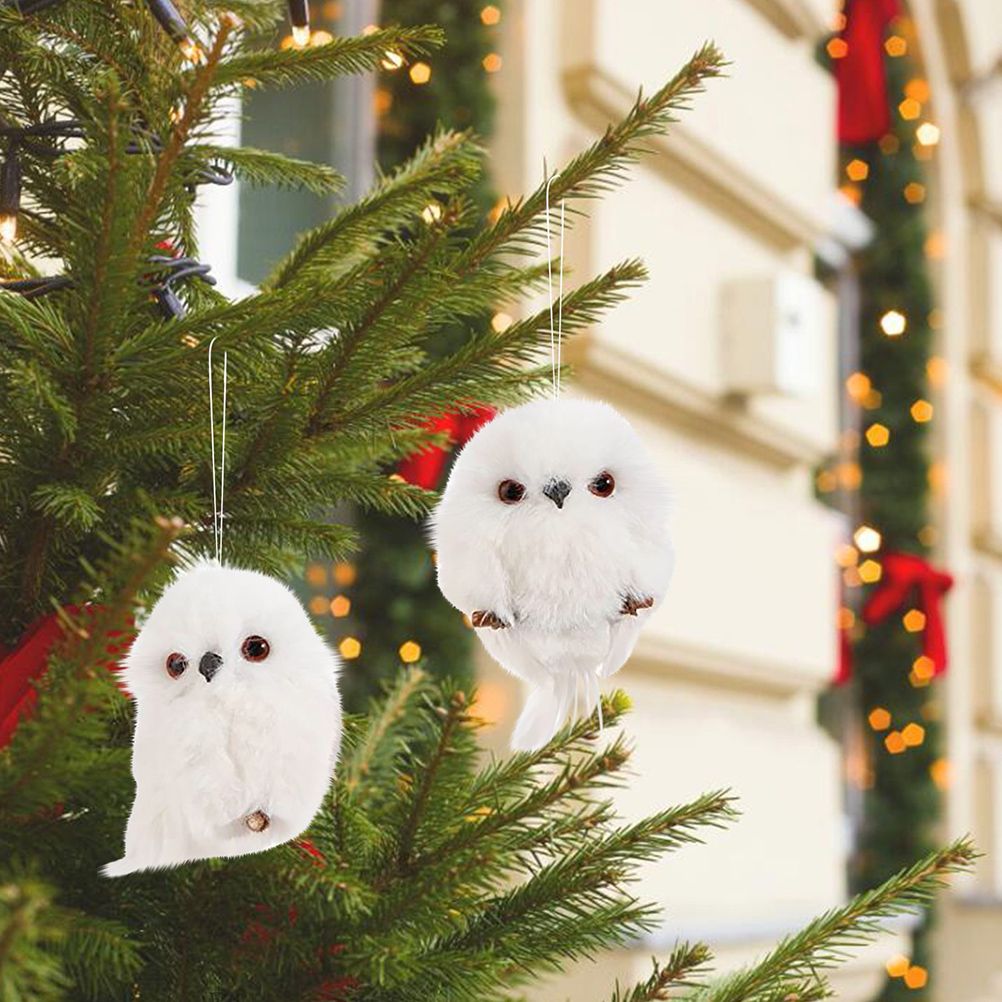 2Pcs Christmas Cute Owl Hanging Gift Simulation Animal Pendant Xmas Tree Pendant Home Holiday Party Decoration - Image 7