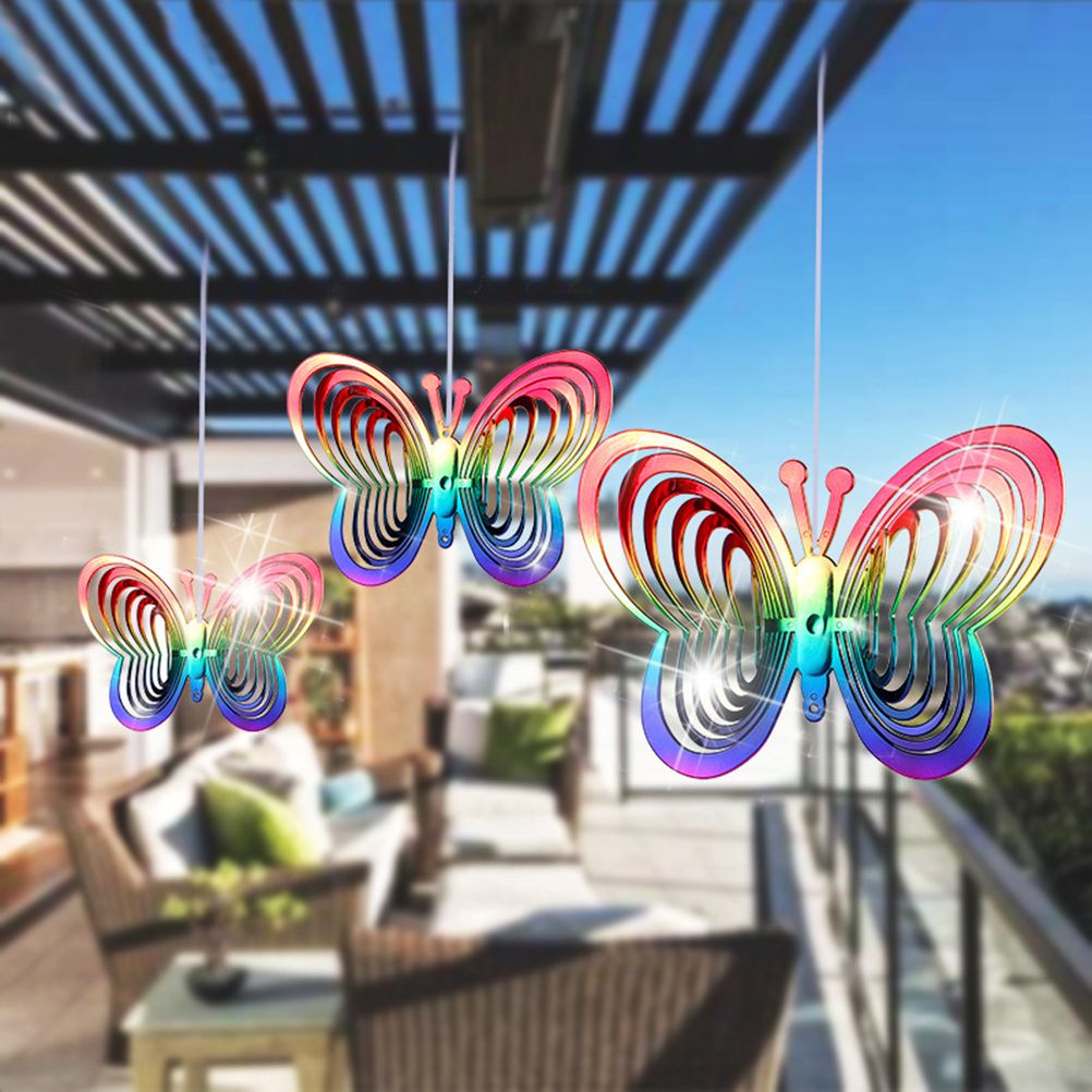 Wind Chimes Plastic Butterfly Reflective Rotating Windmill Decoration for Hanging Bring Happiness Outdoor Garden Decoration - Image 3