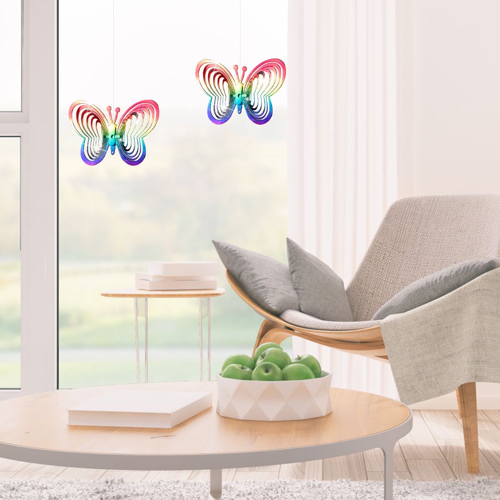Wind Chimes Plastic Butterfly Reflective Rotating Windmill Decoration for Hanging Bring Happiness Outdoor Garden Decoration - Image 5