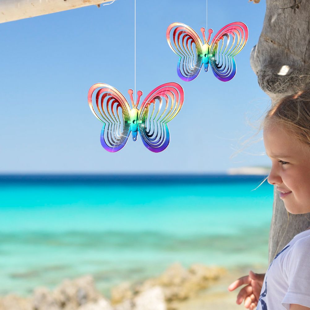 Wind Chimes Plastic Butterfly Reflective Rotating Windmill Decoration for Hanging Bring Happiness Outdoor Garden Decoration - Image 6