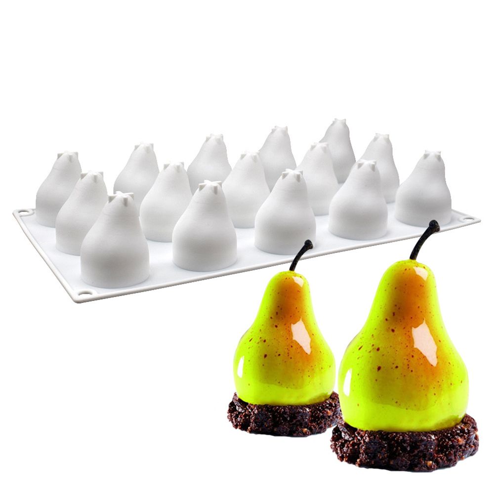 15 Cavities Pear Shape Silicone Mold for Mousse Cake French Dessert 3D Silicone Mold Cake Decorating Mold Non Stick - Image 1