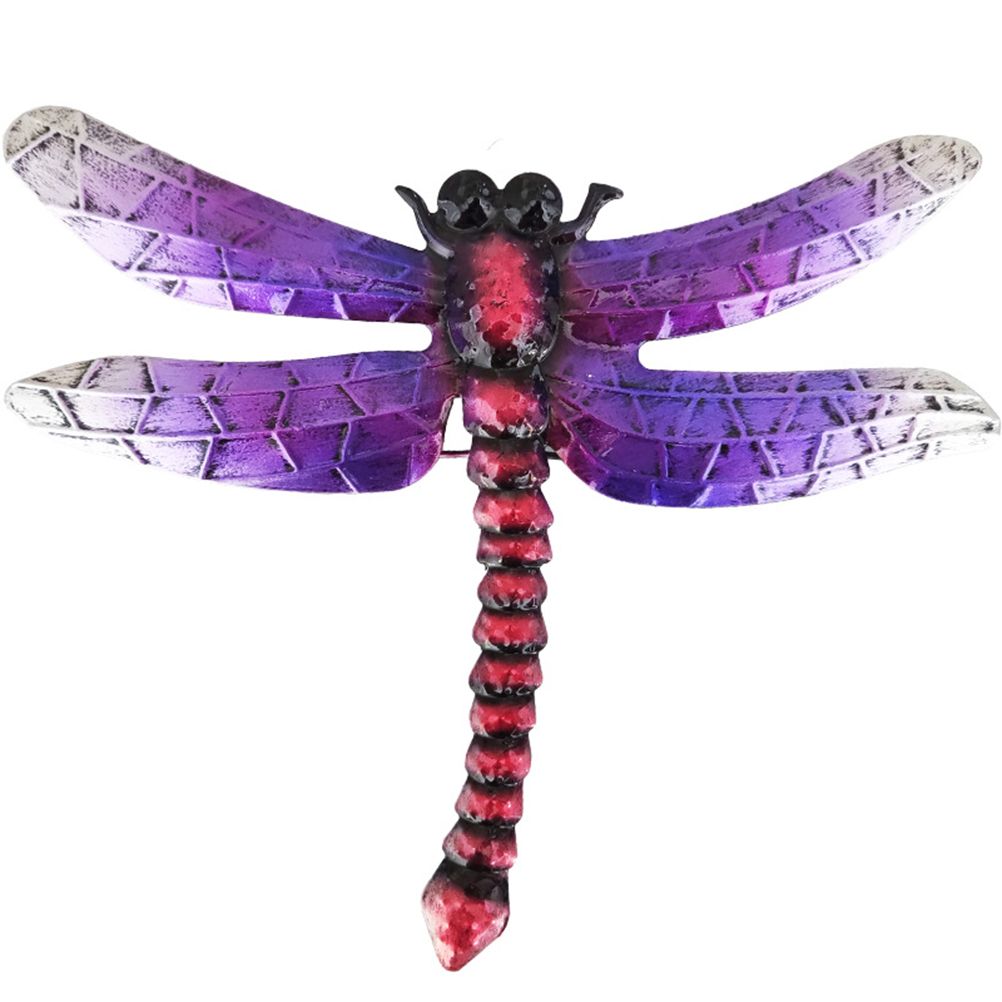 Wrought Iron Dragonfly Wall Hanging Courtyard Garden Porch Home Wall Balcony Art Decoration Outdoor Indoor Decor - Image 1