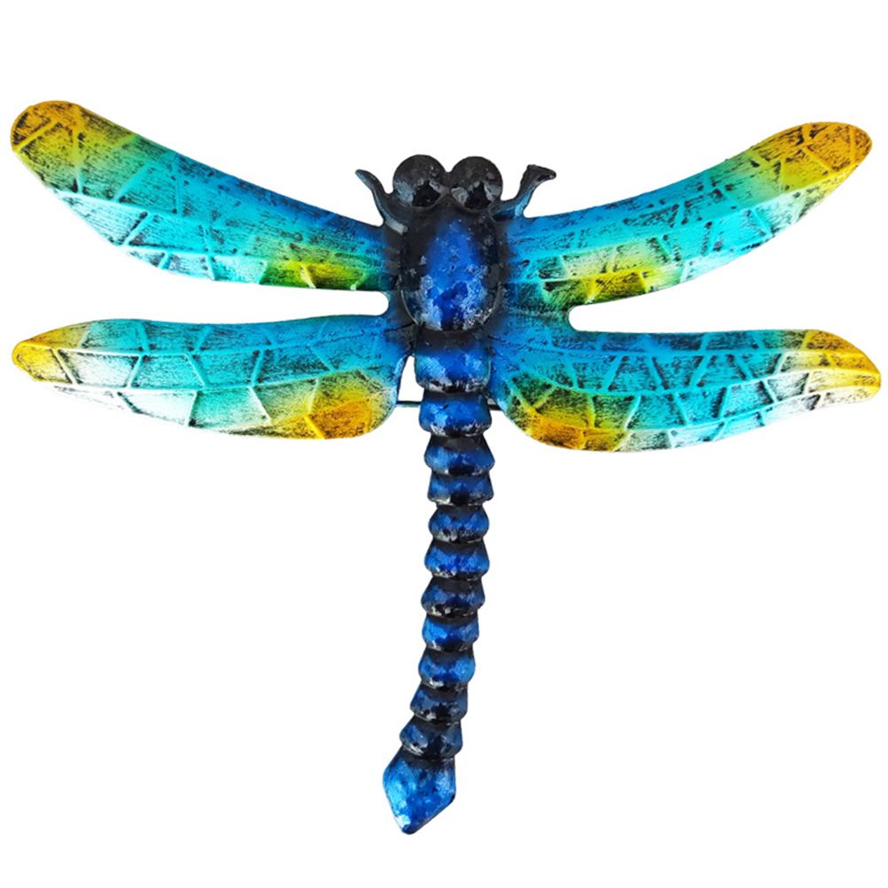 Wrought Iron Dragonfly Wall Hanging Courtyard Garden Porch Home Wall Balcony Art Decoration Outdoor Indoor Decor - Image 1