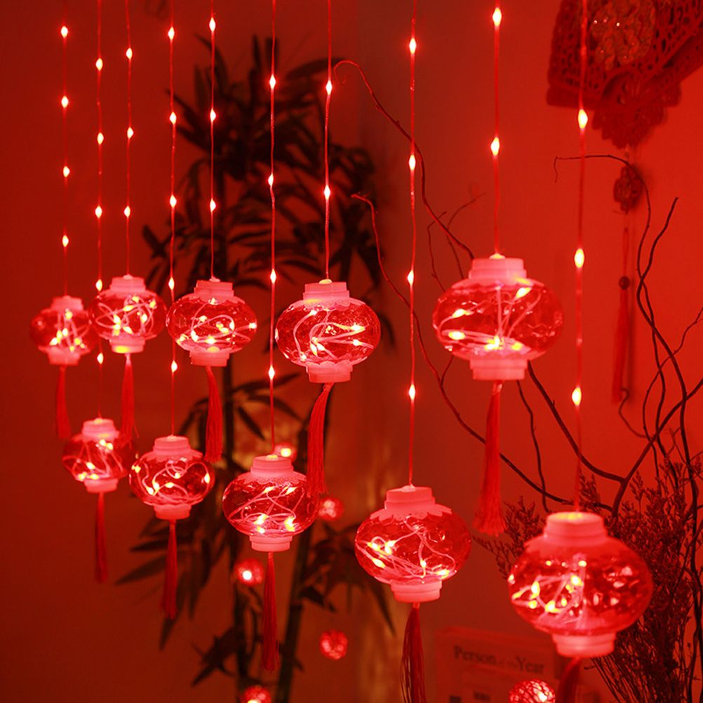 2022 New Year Red Lantern Curtain String Lights LED Spring Festival Fairy Light Street Festoon Light for Holidays Home Decor - Image 1