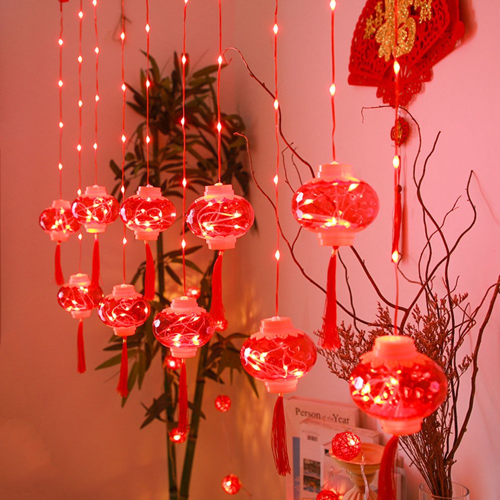 2022 New Year Red Lantern Curtain String Lights LED Spring Festival Fairy Light Street Festoon Light for Holidays Home Decor - Image 4
