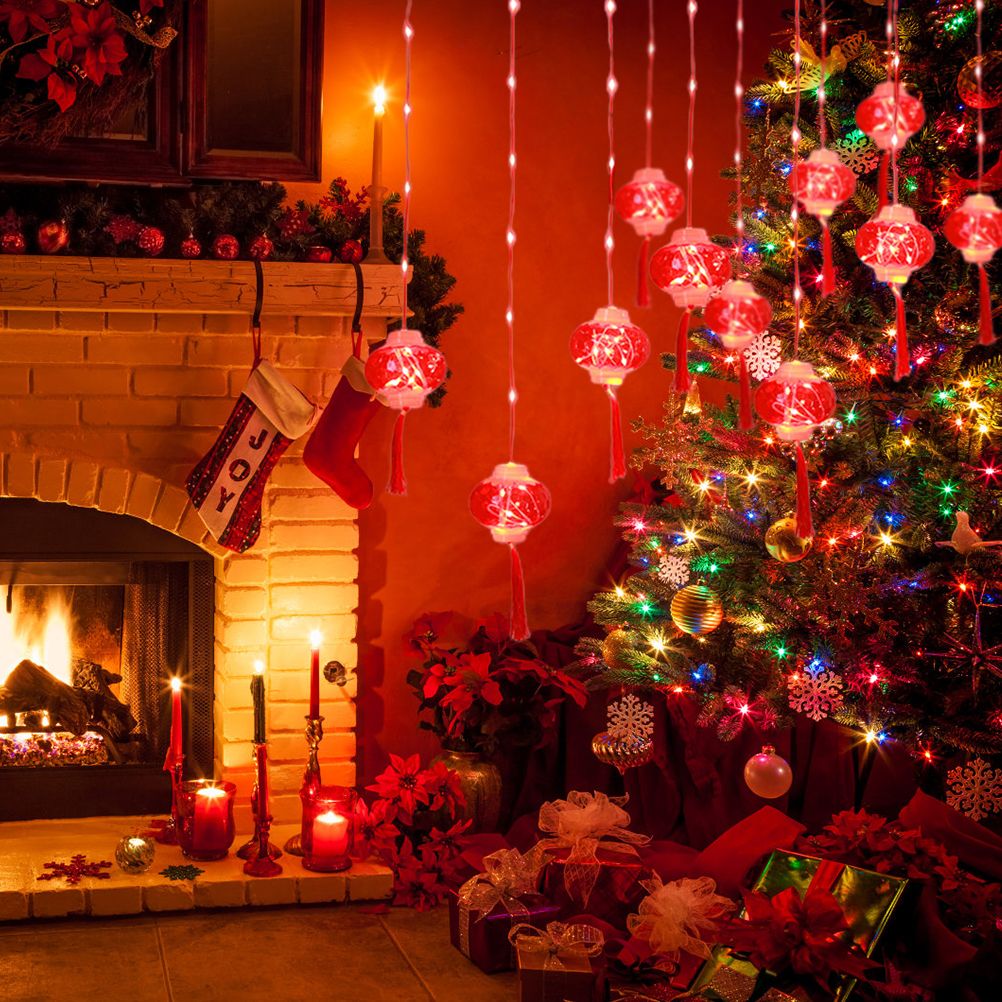 2022 New Year Red Lantern Curtain String Lights LED Spring Festival Fairy Light Street Festoon Light for Holidays Home Decor - Image 8