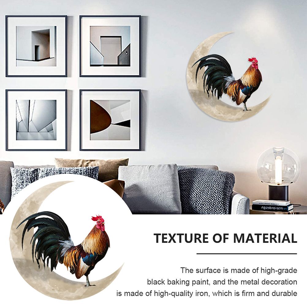 Rooster Moon Wall Decor Metal Wall Hanging Sign Wall Unique Arts Pendant for Outdoor Indoor Home Wall Decoration - Image 3