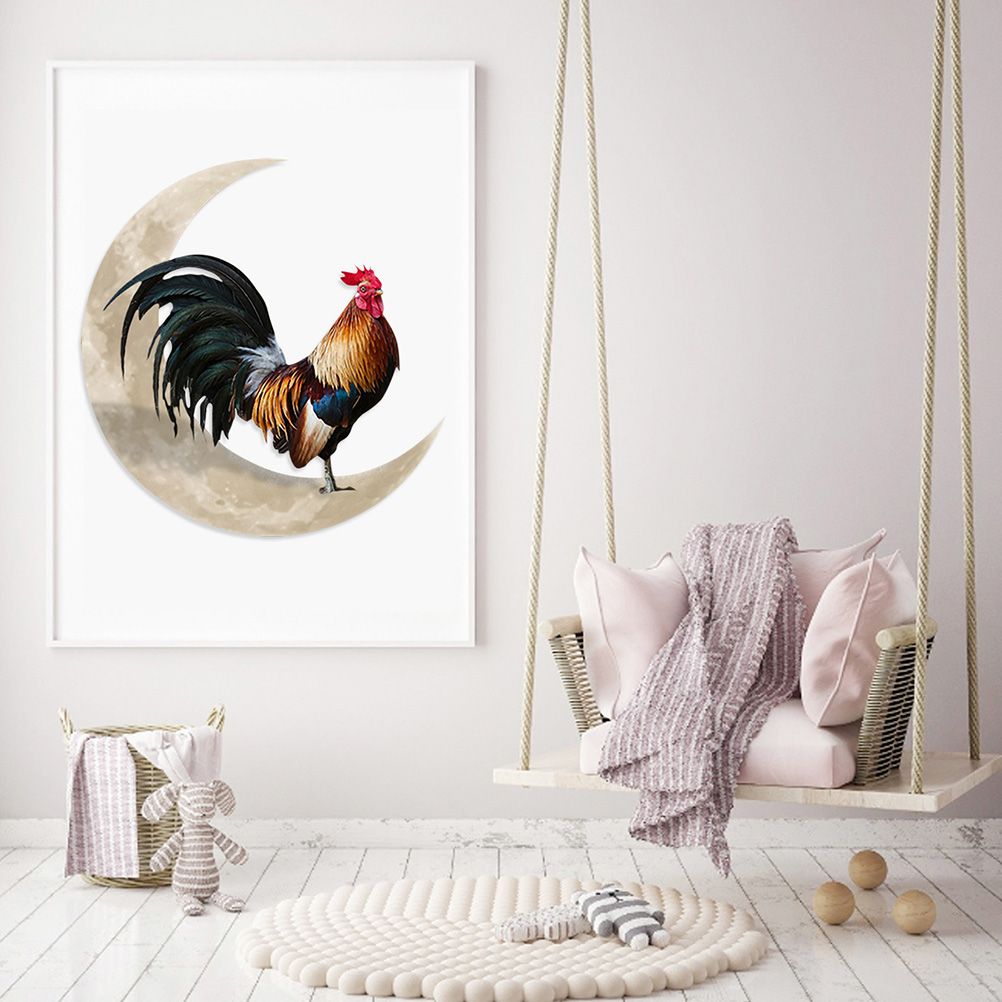 Rooster Moon Wall Decor Metal Wall Hanging Sign Wall Unique Arts Pendant for Outdoor Indoor Home Wall Decoration - Image 4