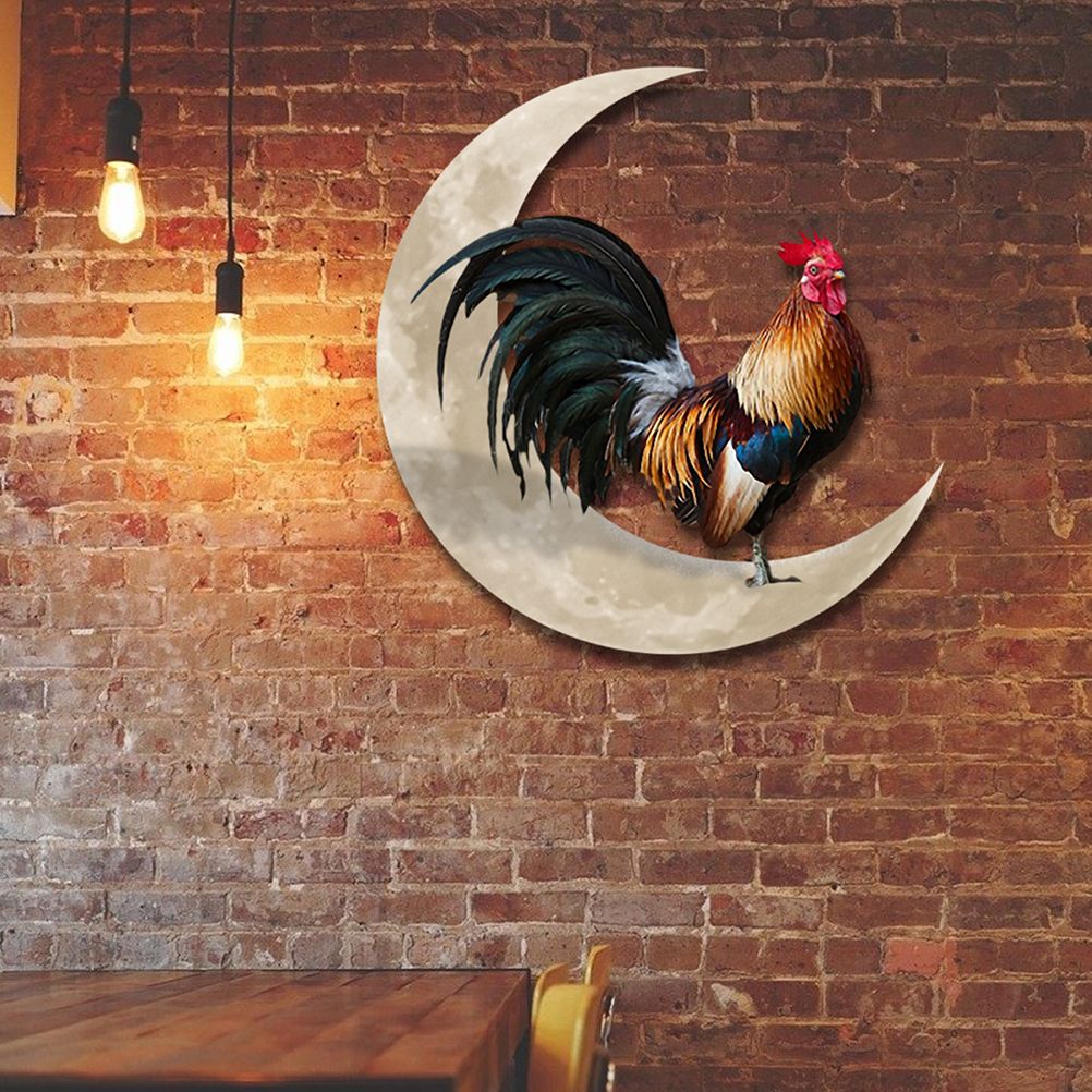 Rooster Moon Wall Decor Metal Wall Hanging Sign Wall Unique Arts Pendant for Outdoor Indoor Home Wall Decoration - Image 5
