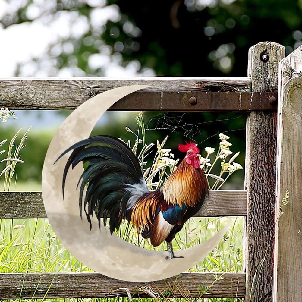 Rooster Moon Wall Decor Metal Wall Hanging Sign Wall Unique Arts Pendant for Outdoor Indoor Home Wall Decoration - Image 6
