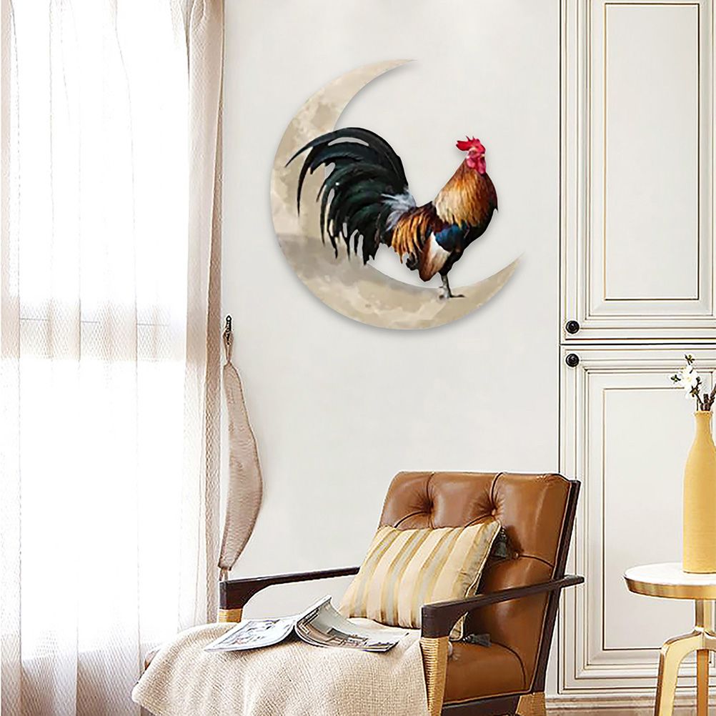 Rooster Moon Wall Decor Metal Wall Hanging Sign Wall Unique Arts Pendant for Outdoor Indoor Home Wall Decoration - Image 8
