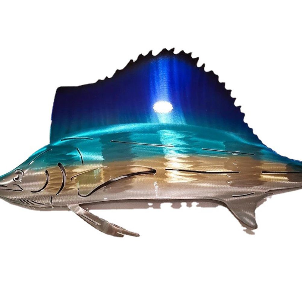 Metal Art Sailfish Sea Turtle Jellyfish Interior Decoration Crafts Wall Hanging Mount Decoration Home Decor Gift - Image 3