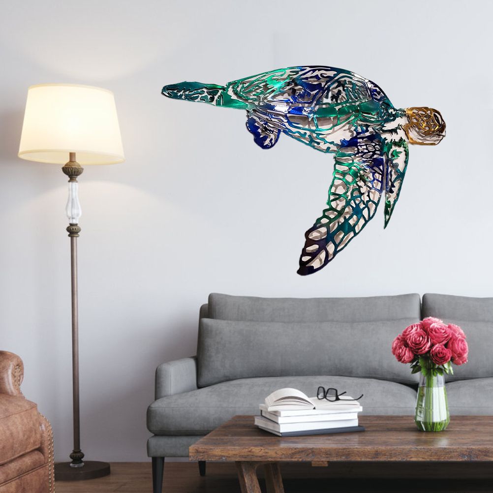Metal Art Sailfish Sea Turtle Jellyfish Interior Decoration Crafts Wall Hanging Mount Decoration Home Decor Gift - Image 5