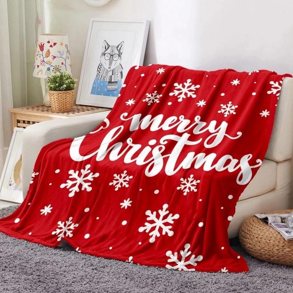 Merry Christmas Flannel Blanket Snowflake Print Soft Warm Plush Throw Blanket Home Decor New Year Decorations - Image 3