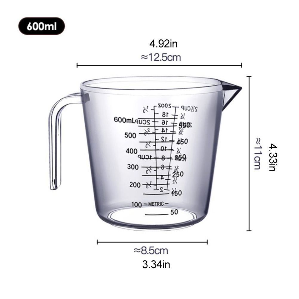 Plastic Measuring Jug 600ml Large Beaker Measuring Cups Graduated Jugs Measuring Jars for Cold Water Ice Tea Juice Beer Milk - Image 2