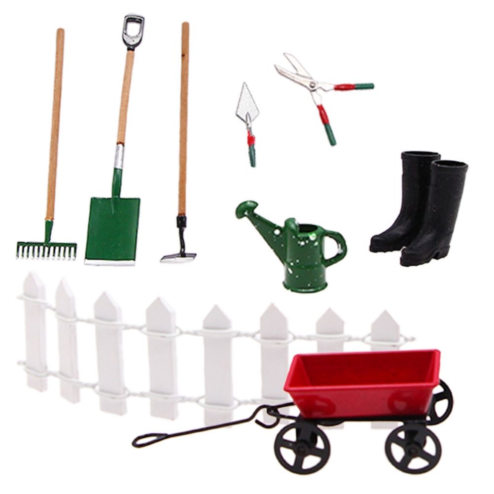 9pcs Miniature Dollhouse Set 1:12 Mini Garden Tools for Dollhouse Garden Miniature Decoration - Image 1