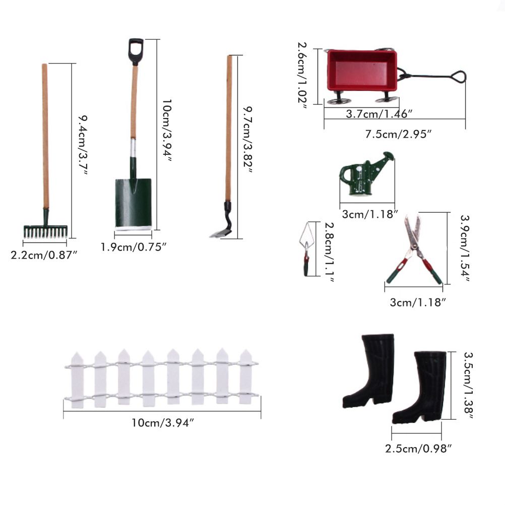 9pcs Miniature Dollhouse Set 1:12 Mini Garden Tools for Dollhouse Garden Miniature Decoration - Image 2