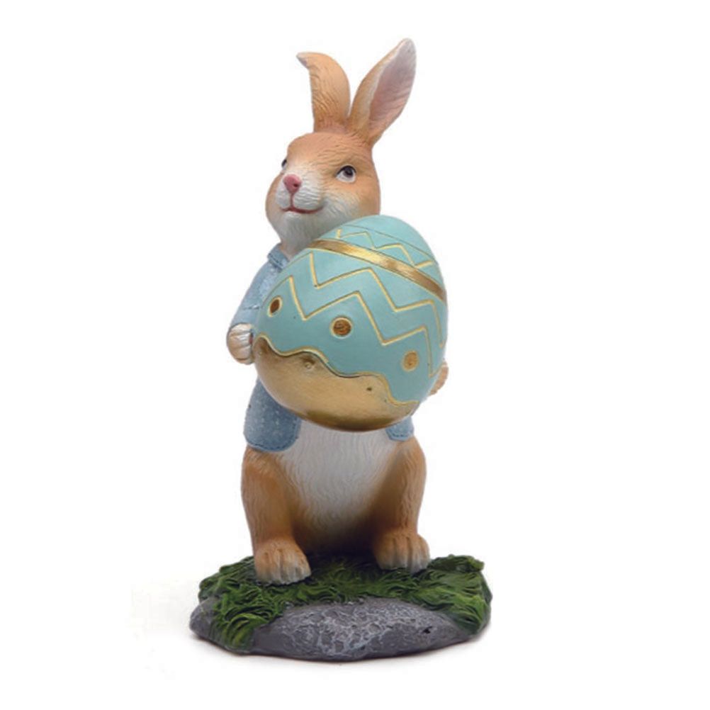 Easter Bunny Figurines with Carrot Cute Resin Bunny Rabbit Statue Resin Crafts Ornaments Easter Gifts for Children - Image 1