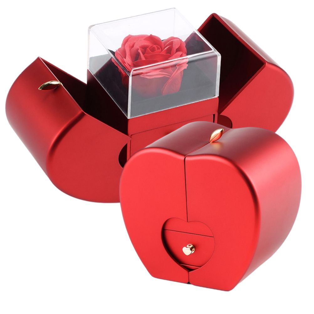 Christmas Gift Apple Box Wedding Ring Box Jewelry Rose Flower Box for Necklace Bracelet Birthday Party Valentine's Day New Year Gift - Image 1