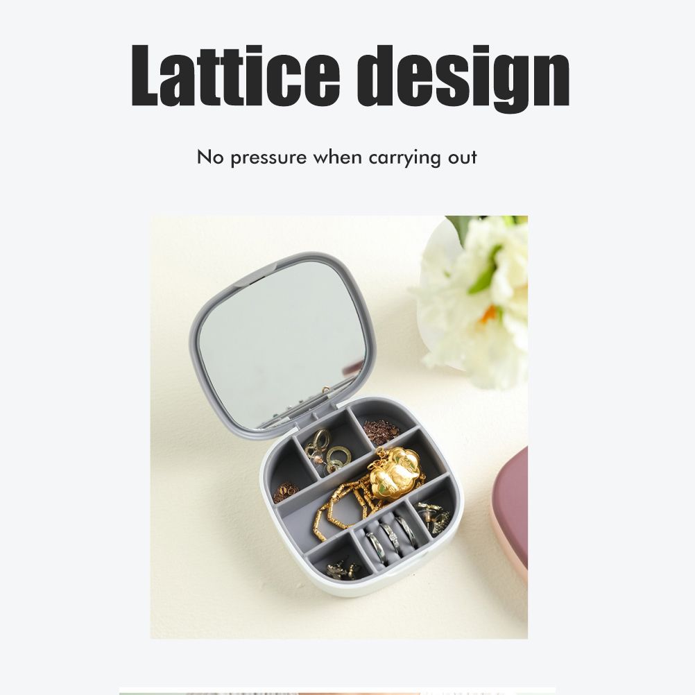 Travel Jewellery Box Portable Small Jewellery Box Organizer with Mirror Mini Jewelry Storage Case for Rings Earrings Necklaces Gifts - Image 4