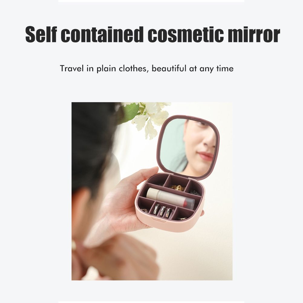 Travel Jewellery Box Portable Small Jewellery Box Organizer with Mirror Mini Jewelry Storage Case for Rings Earrings Necklaces Gifts - Image 5