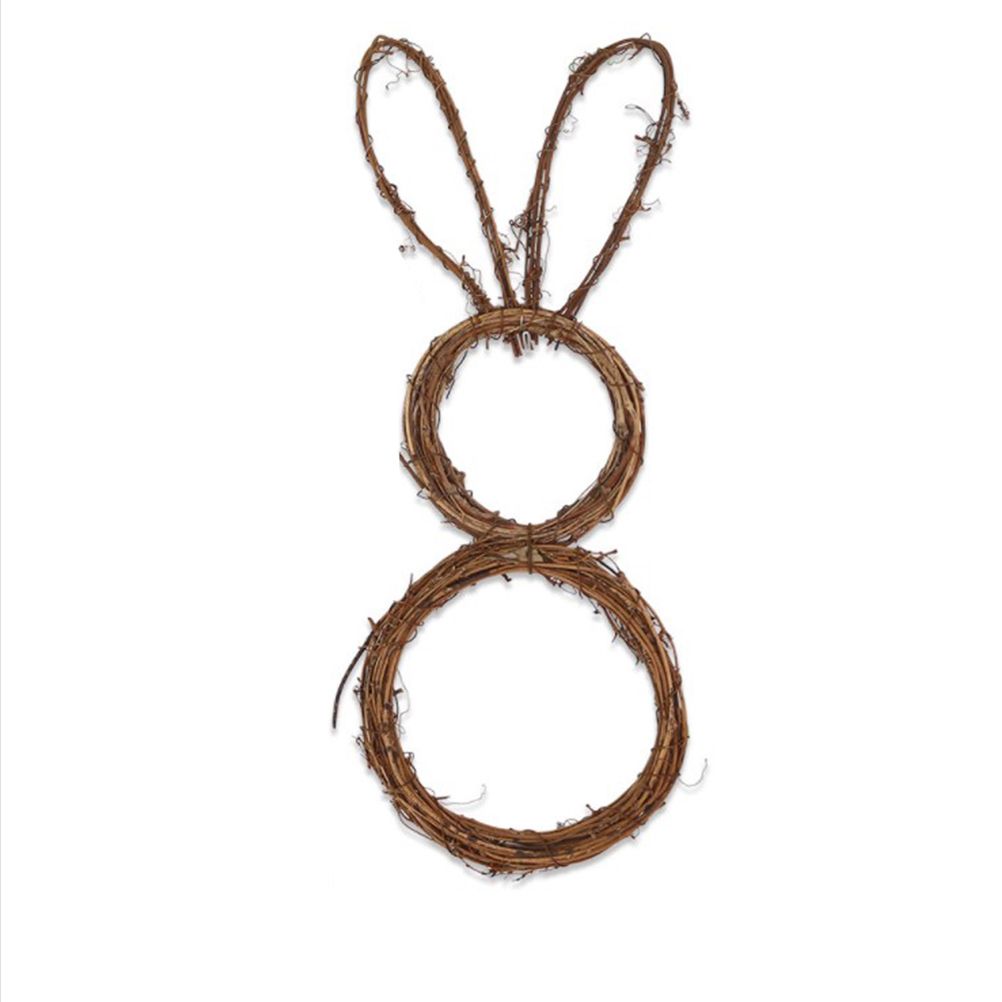 DIY Bunny Shaped Grapevine Wreath Easter Bunny Wreath Foldable Rabbit Rattan Garland for Courtyard and Lawn Decor - Image 1