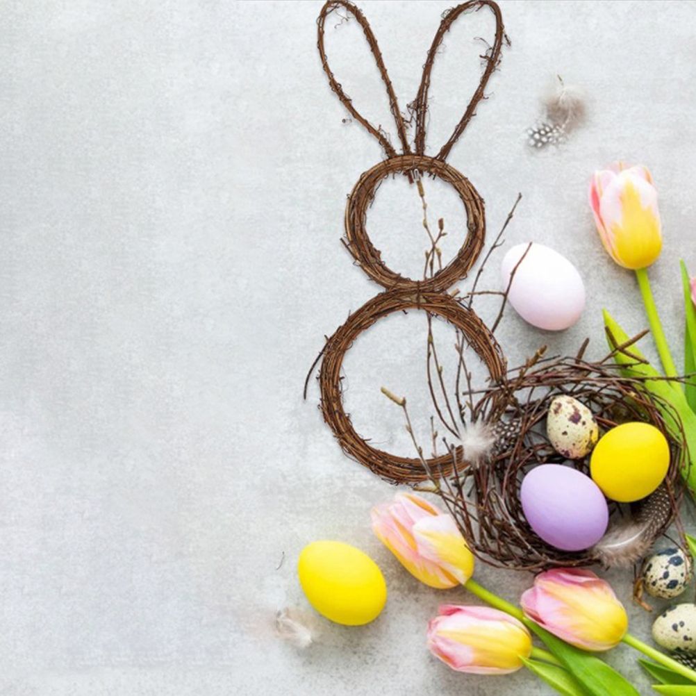 DIY Bunny Shaped Grapevine Wreath Easter Bunny Wreath Foldable Rabbit Rattan Garland for Courtyard and Lawn Decor - Image 8