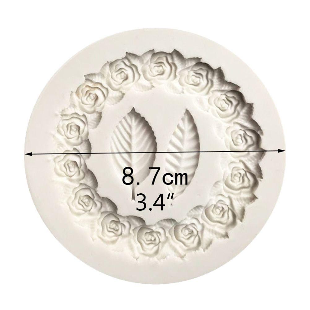 Rose Wreath with Leaves Fondant Mold DIY Silicone Molds for Wedding Valentine Party Baking Decoration - Image 2