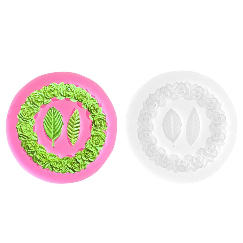 Rose Wreath with Leaves Fondant Mold DIY Silicone Molds for Wedding Valentine Party Baking Decoration - Image 4