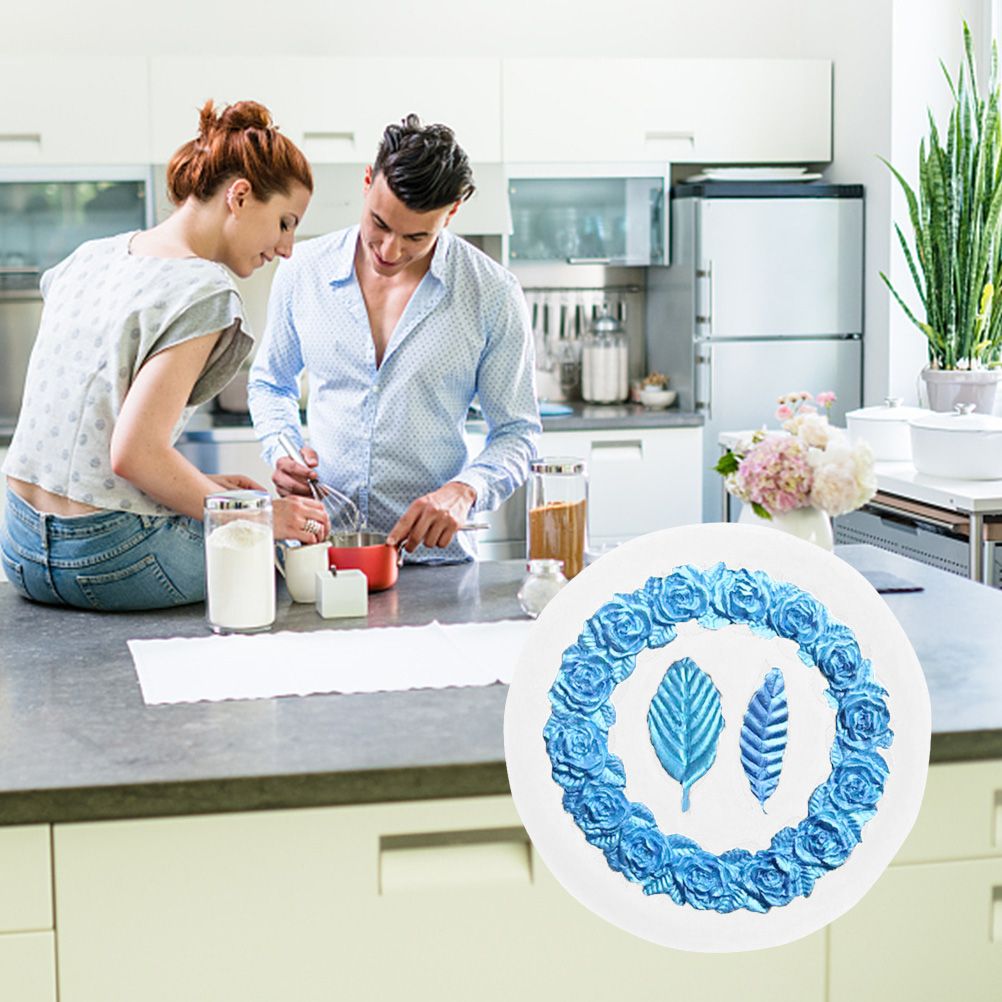 Rose Wreath with Leaves Fondant Mold DIY Silicone Molds for Wedding Valentine Party Baking Decoration - Image 5