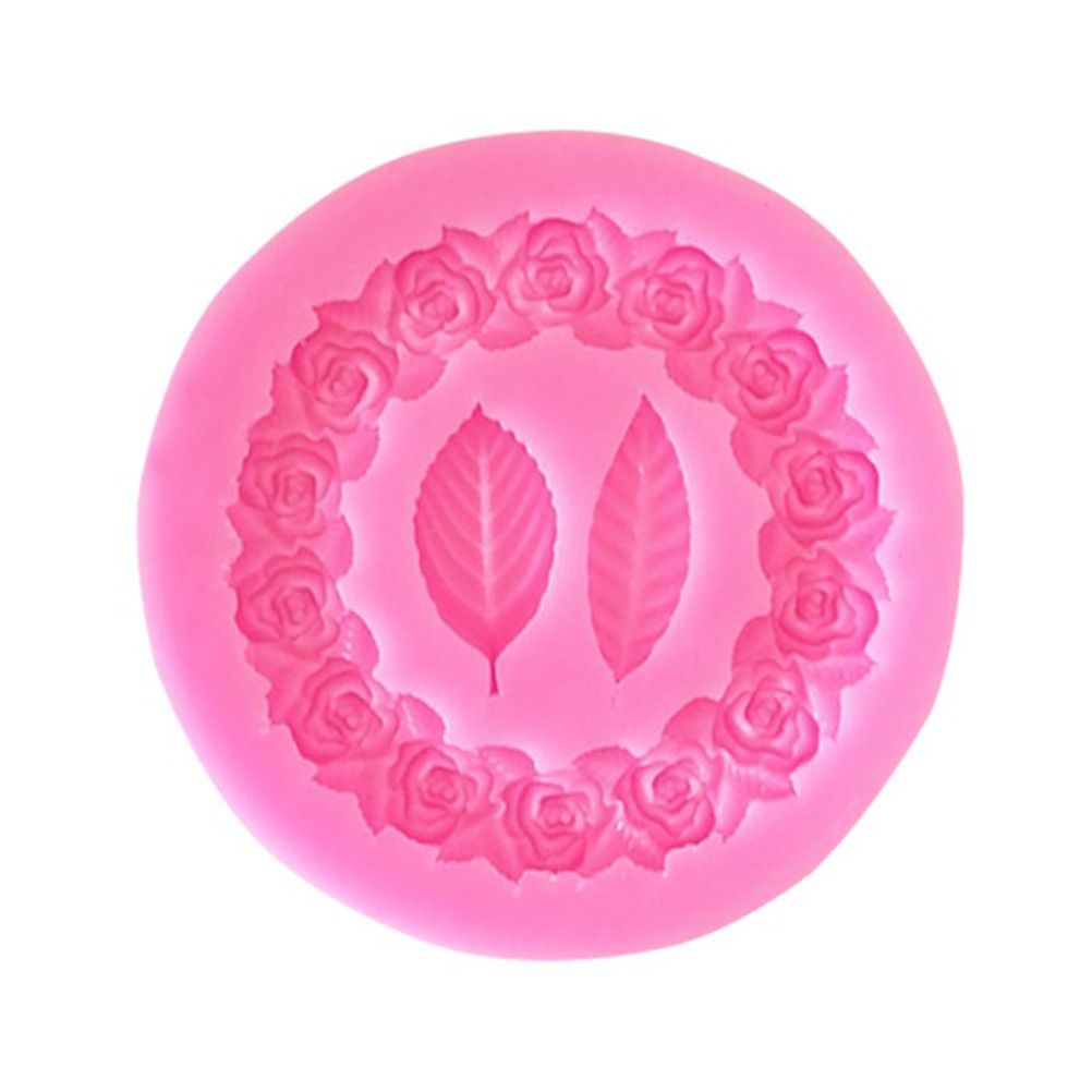 Rose Wreath with Leaves Fondant Mold DIY Silicone Molds for Wedding Valentine Party Baking Decoration - Image 1
