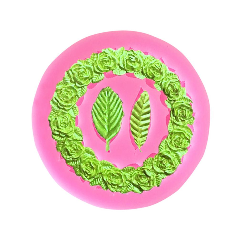Rose Wreath with Leaves Fondant Mold DIY Silicone Molds for Wedding Valentine Party Baking Decoration - Image 4