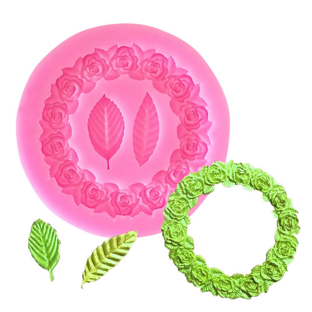 Rose Wreath with Leaves Fondant Mold DIY Silicone Molds for Wedding Valentine Party Baking Decoration - Image 5