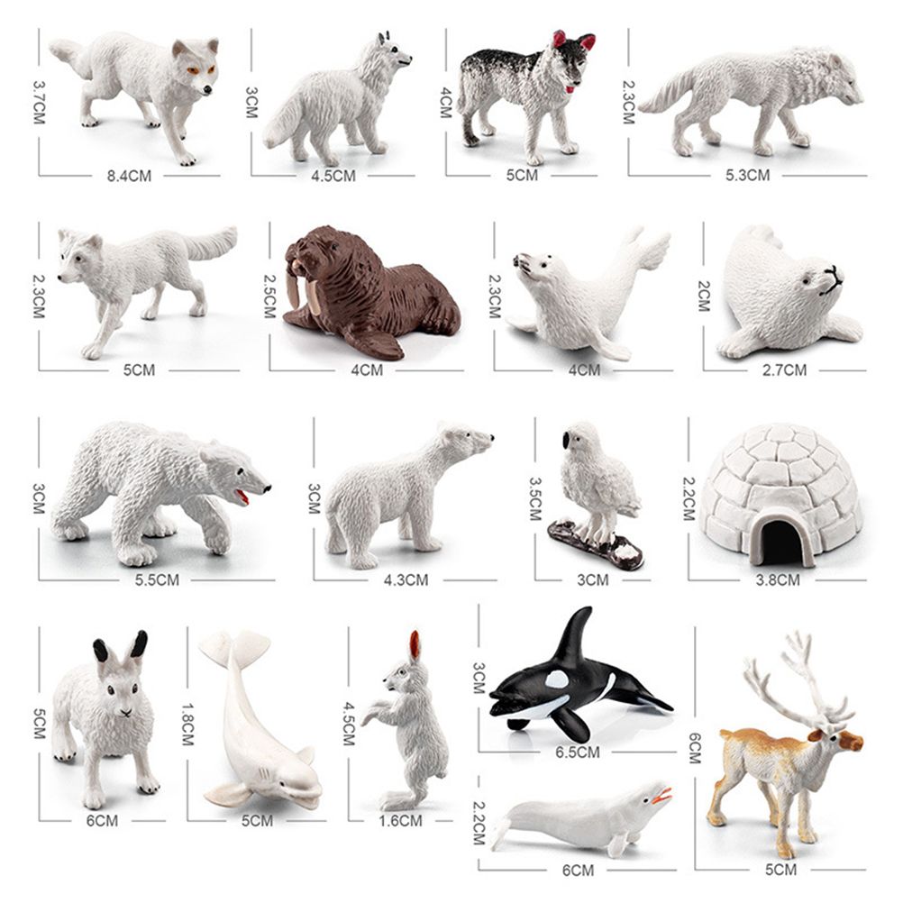 18PCS Polar Arctic Animal Toy Figurines Set Includes White Wolf White Owl White Arctic Rabbit Arctic Husky and Igloo Simulation Animal Model Gift for Kids - Image 2