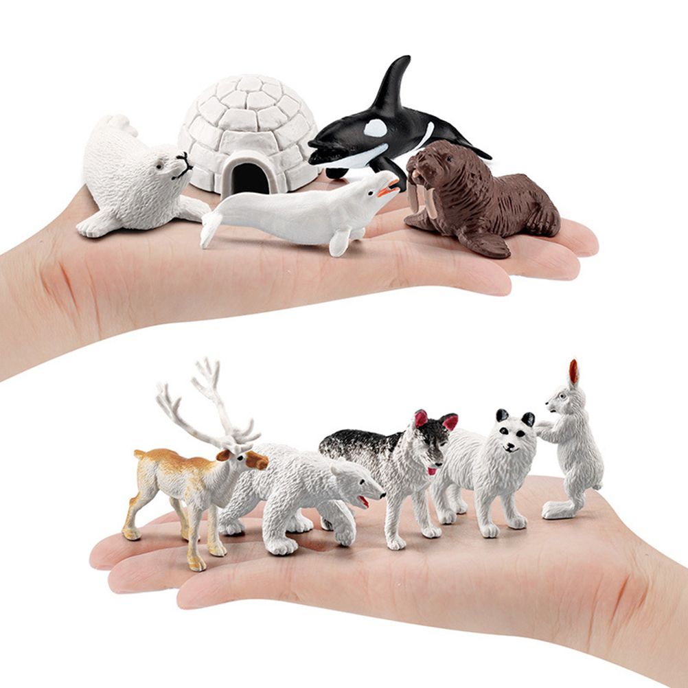 18PCS Polar Arctic Animal Toy Figurines Set Includes White Wolf White Owl White Arctic Rabbit Arctic Husky and Igloo Simulation Animal Model Gift for Kids - Image 5