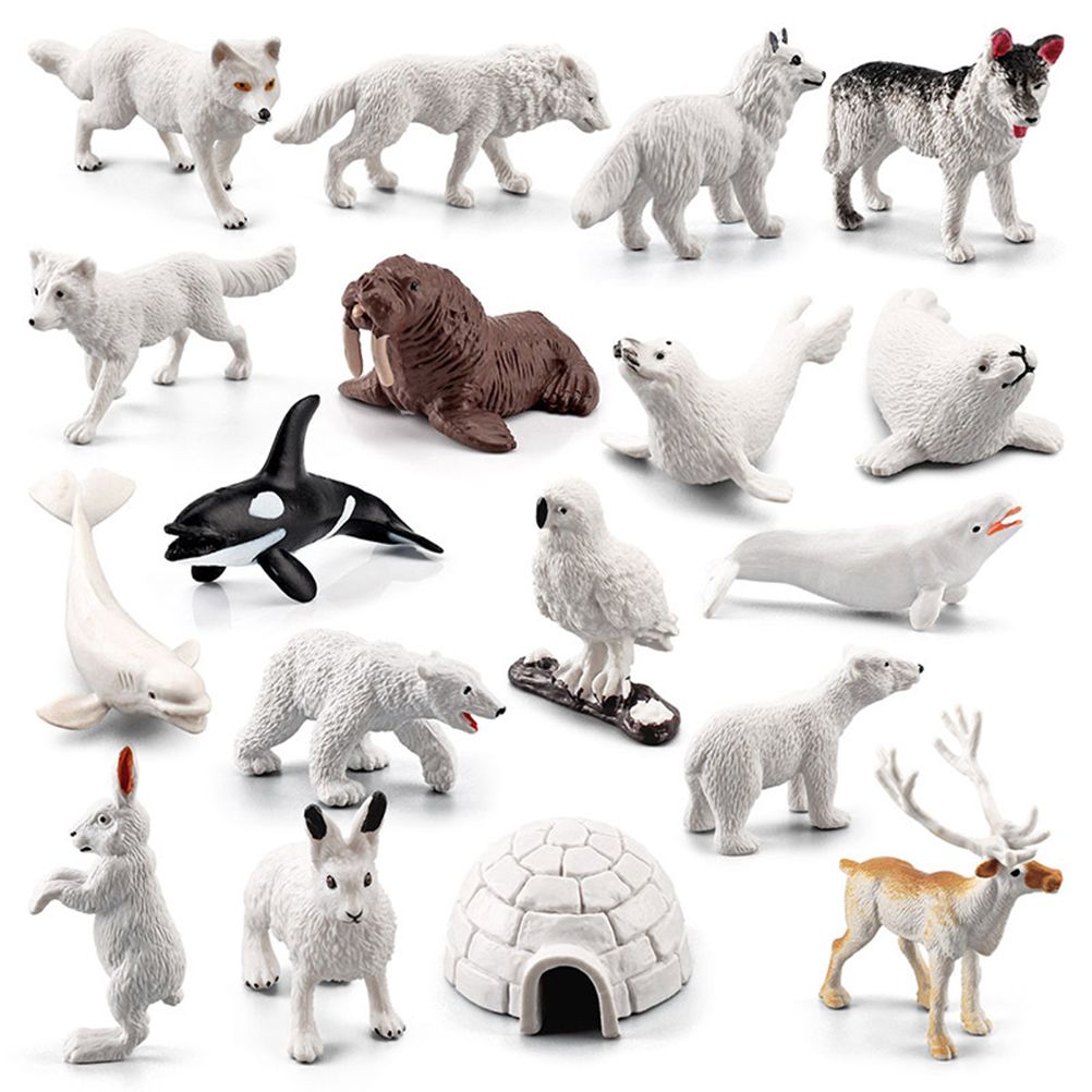 18PCS Polar Arctic Animal Toy Figurines Set Includes White Wolf White Owl White Arctic Rabbit Arctic Husky and Igloo Simulation Animal Model Gift for Kids - Image 7