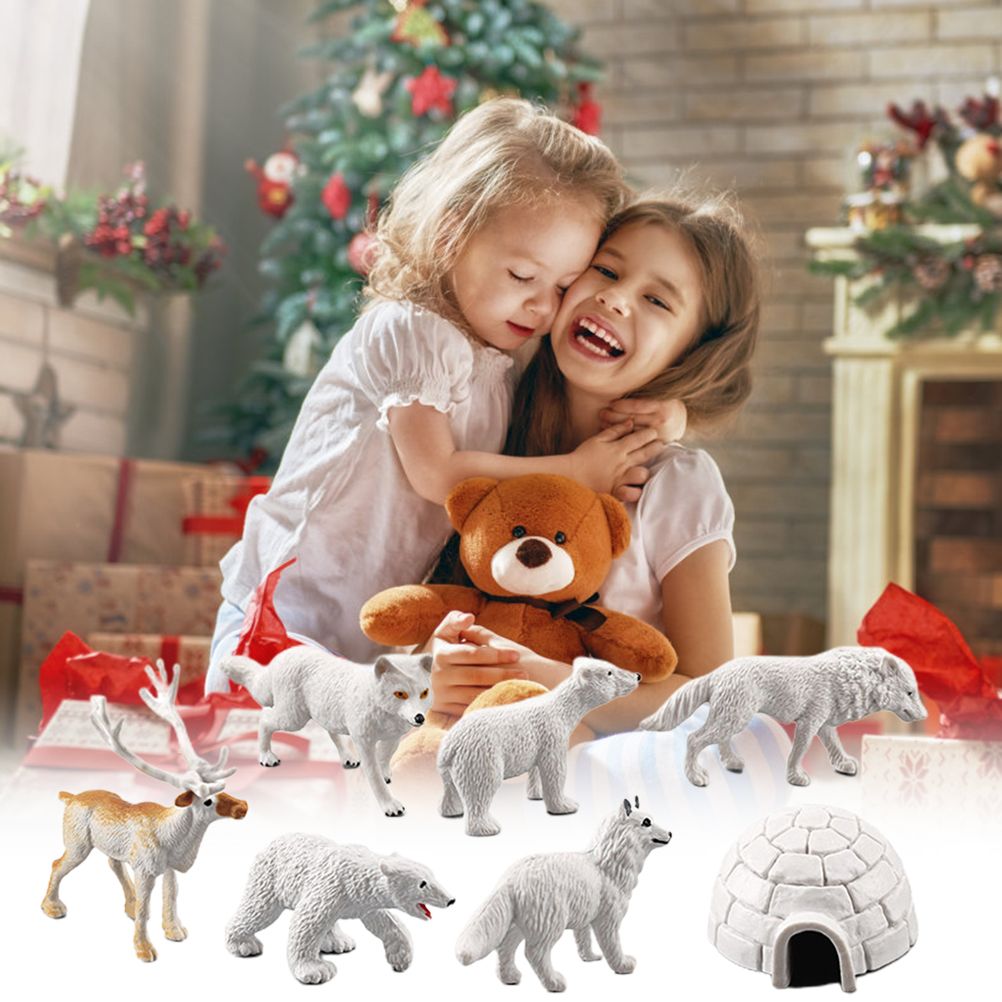 18PCS Polar Arctic Animal Toy Figurines Set Includes White Wolf White Owl White Arctic Rabbit Arctic Husky and Igloo Simulation Animal Model Gift for Kids - Image 8