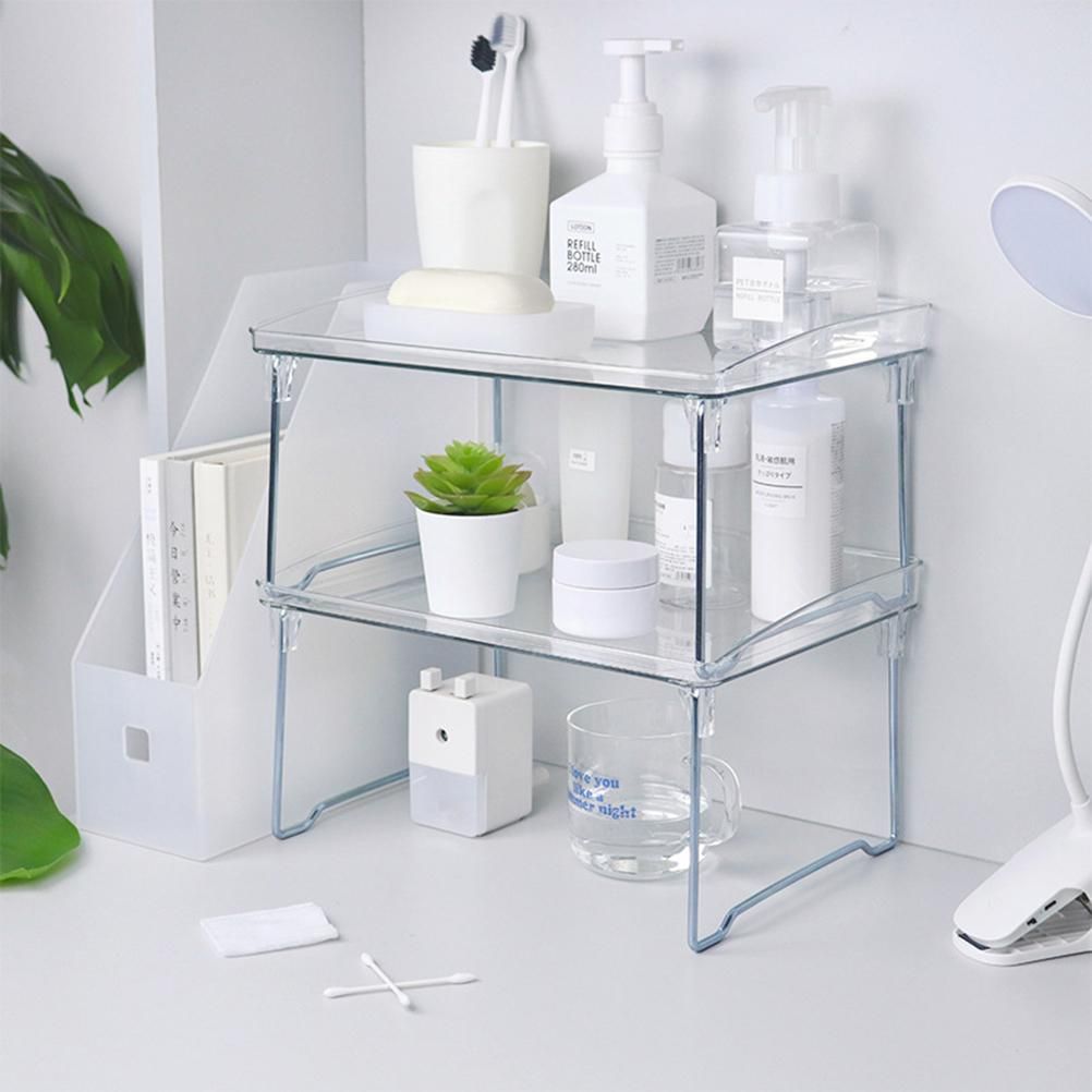 Large Capacity Desktop Storage Rack Clear Acrylic Kitchen Shelf Single Layer Office Desktop File Organizer - Image 6