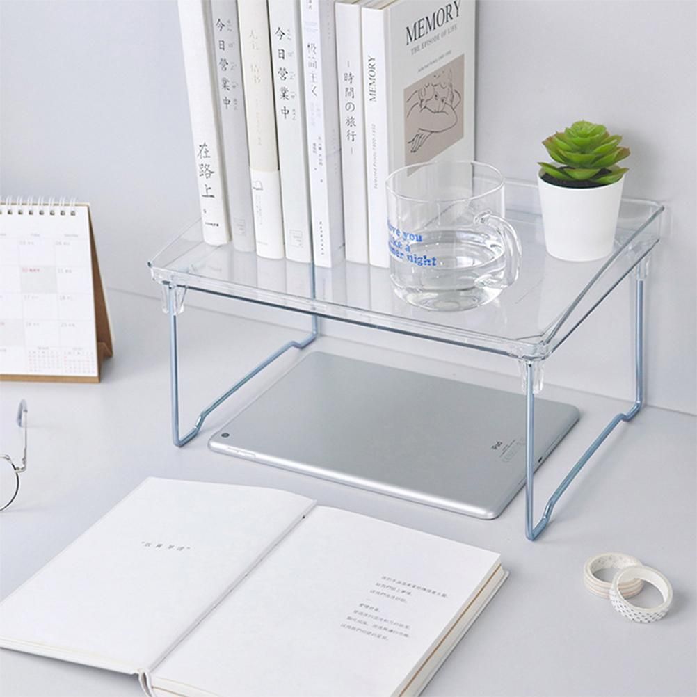 Large Capacity Desktop Storage Rack Clear Acrylic Kitchen Shelf Single Layer Office Desktop File Organizer - Image 7