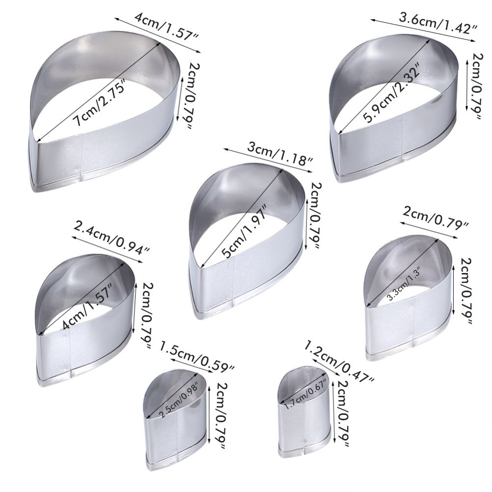 7Pcs/Set Rose Cutter Stainless Steel Water Drop Shape Fondant Flower Molds Petal Stencils Cutter Cake Decoration Tools - Image 2