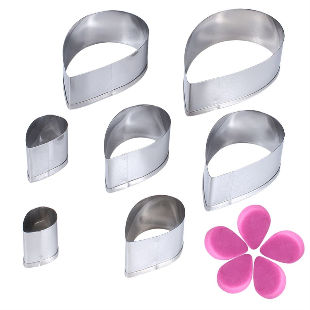 7Pcs/Set Rose Cutter Stainless Steel Water Drop Shape Fondant Flower Molds Petal Stencils Cutter Cake Decoration Tools - Image 3