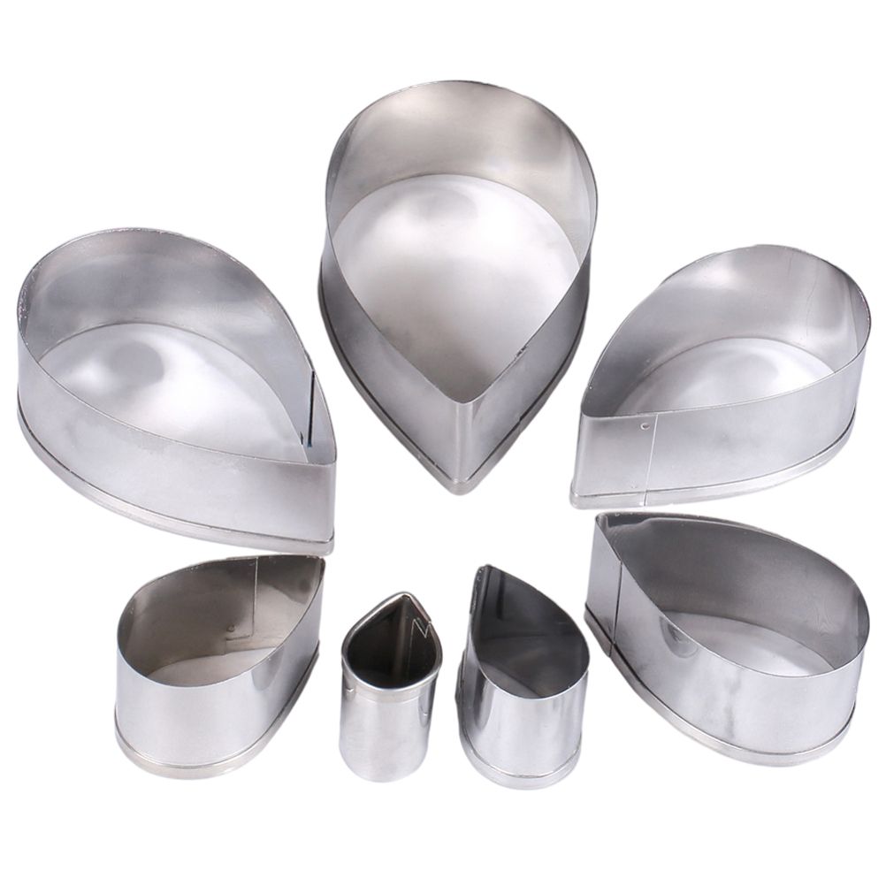 7Pcs/Set Rose Cutter Stainless Steel Water Drop Shape Fondant Flower Molds Petal Stencils Cutter Cake Decoration Tools - Image 7