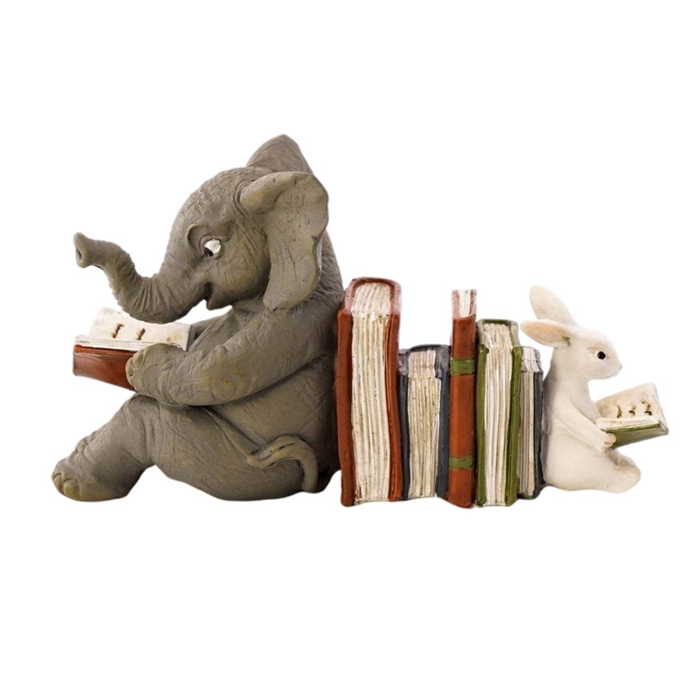 Elephant and Rabbit Statue Bookend Figurines Ornaments Resin Animal Figurines Decor for Home Decorations - Image 2