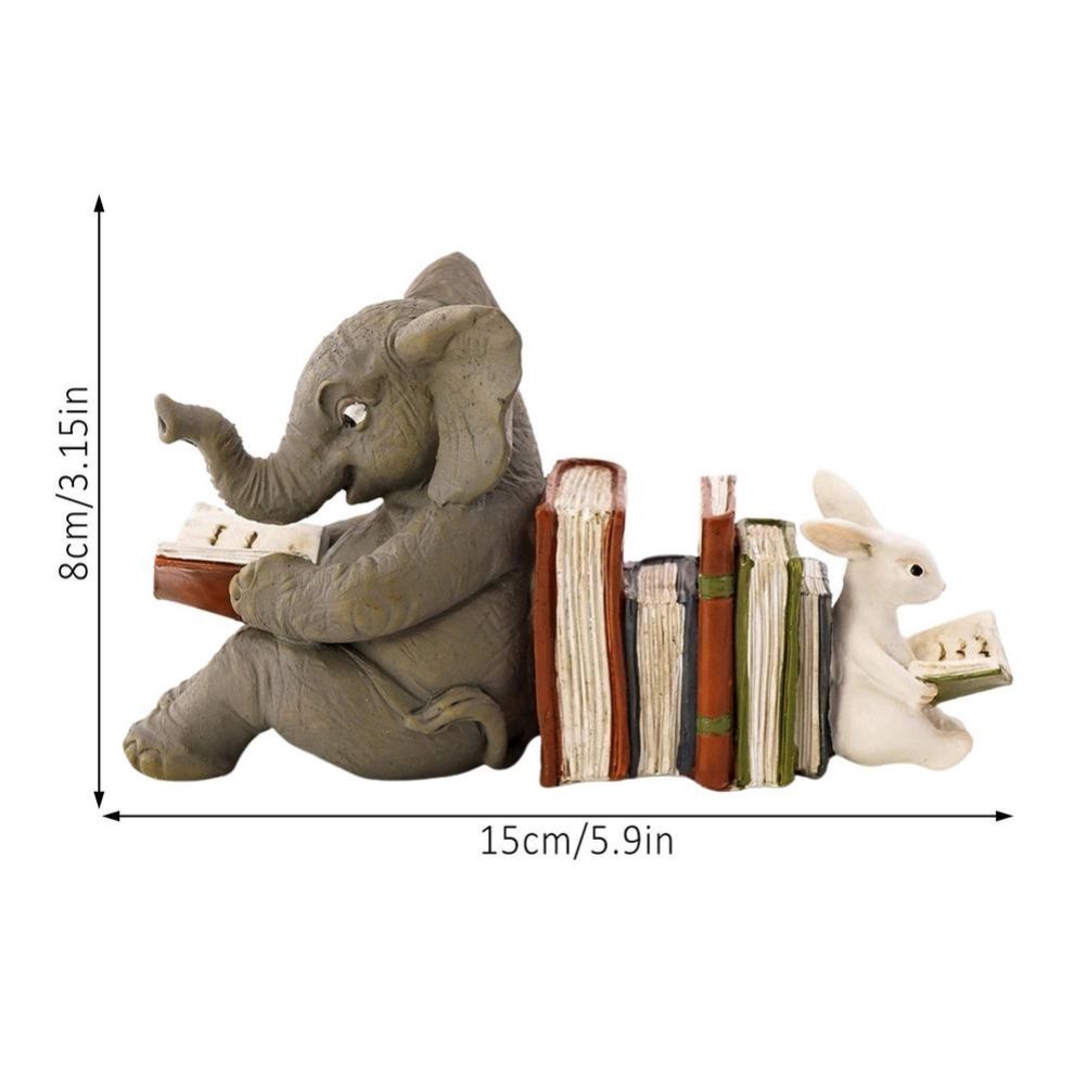 Elephant and Rabbit Statue Bookend Figurines Ornaments Resin Animal Figurines Decor for Home Decorations - Image 3