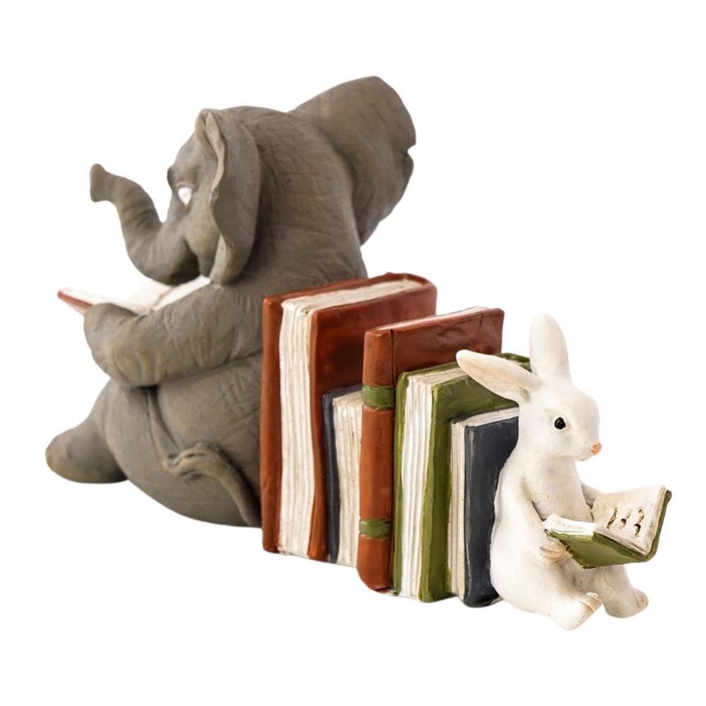 Elephant and Rabbit Statue Bookend Figurines Ornaments Resin Animal Figurines Decor for Home Decorations - Image 4