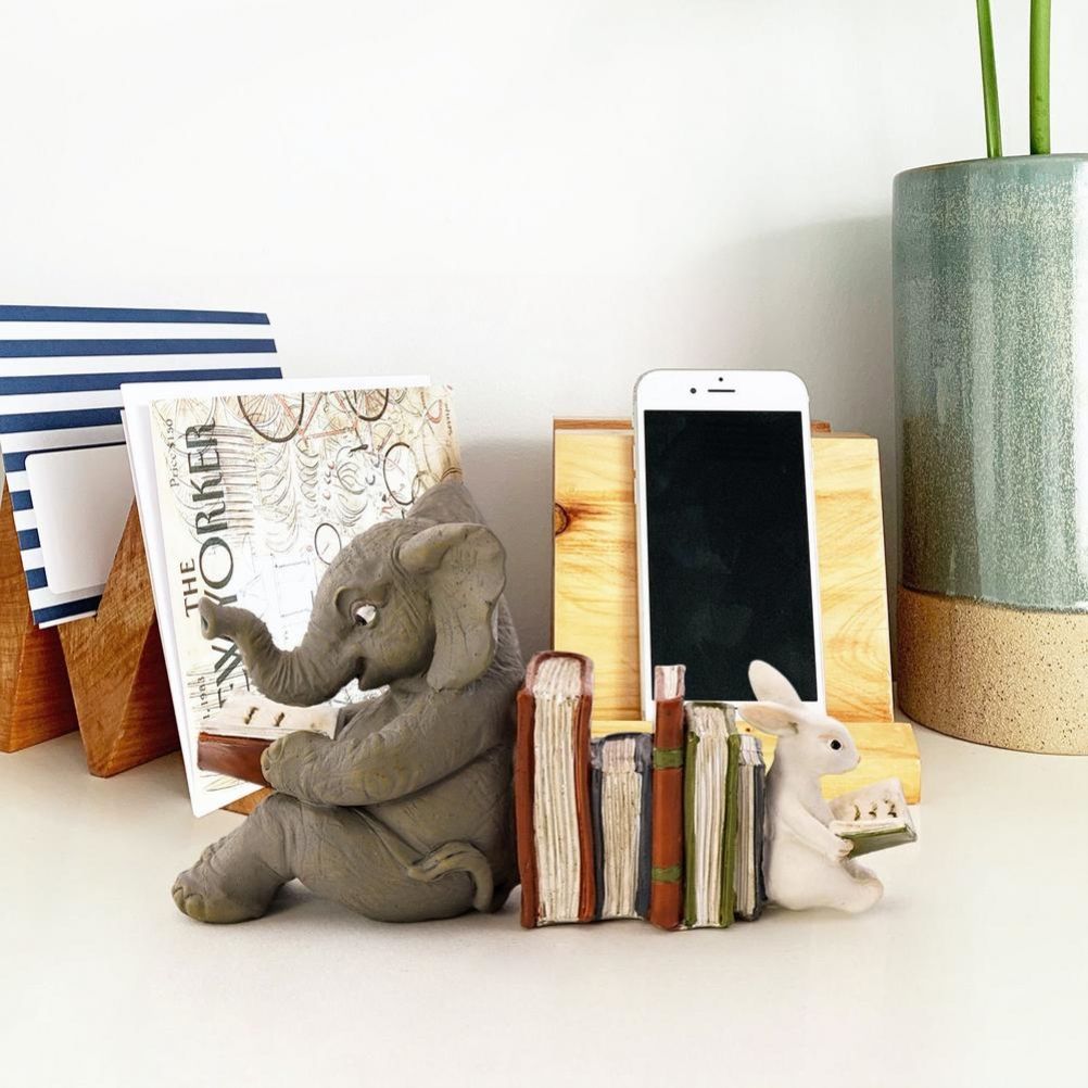 Elephant and Rabbit Statue Bookend Figurines Ornaments Resin Animal Figurines Decor for Home Decorations - Image 5