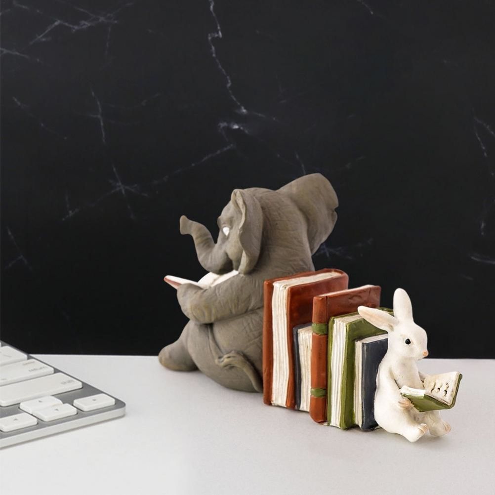 Elephant and Rabbit Statue Bookend Figurines Ornaments Resin Animal Figurines Decor for Home Decorations - Image 6