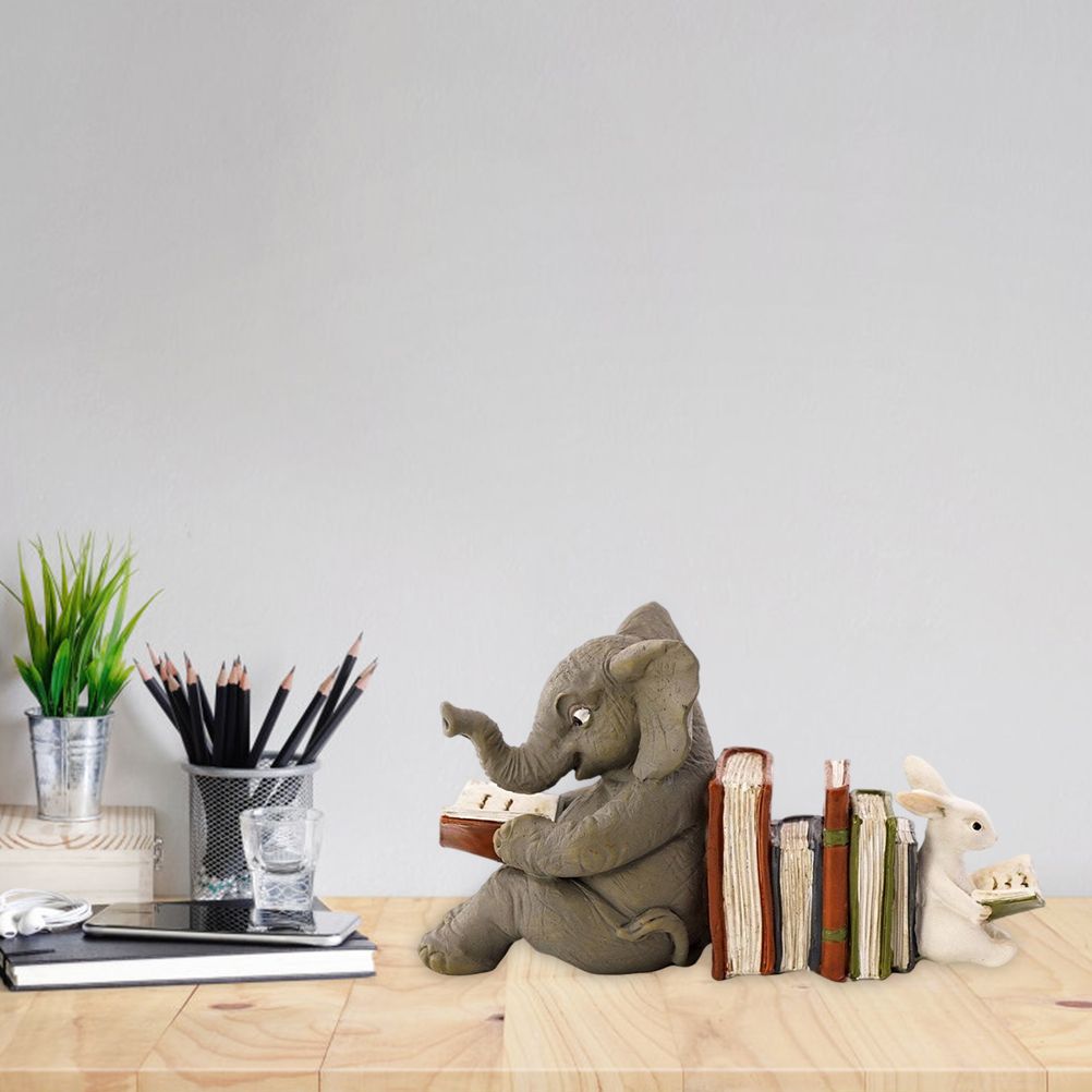 Elephant and Rabbit Statue Bookend Figurines Ornaments Resin Animal Figurines Decor for Home Decorations - Image 8