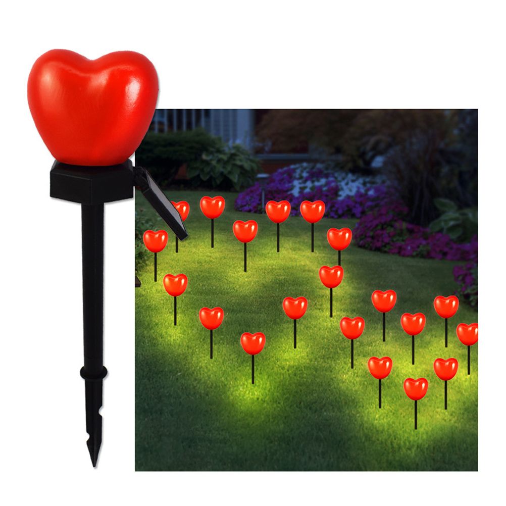 Outdoor Solar Garden Stake Lights Waterproof Solar Red Heart Shaped Pathway Lamps Landscape Lamp for Garden Lawn Decor - Image 2