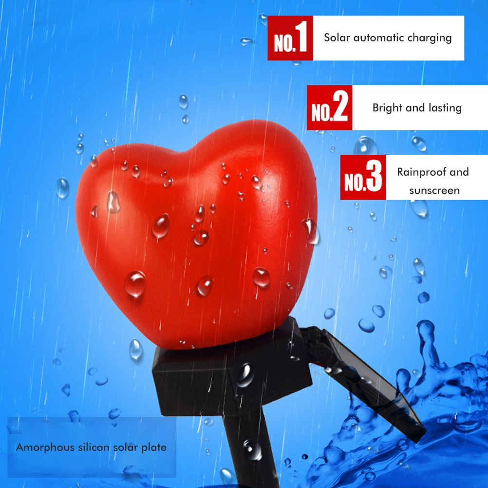 Outdoor Solar Garden Stake Lights Waterproof Solar Red Heart Shaped Pathway Lamps Landscape Lamp for Garden Lawn Decor - Image 8